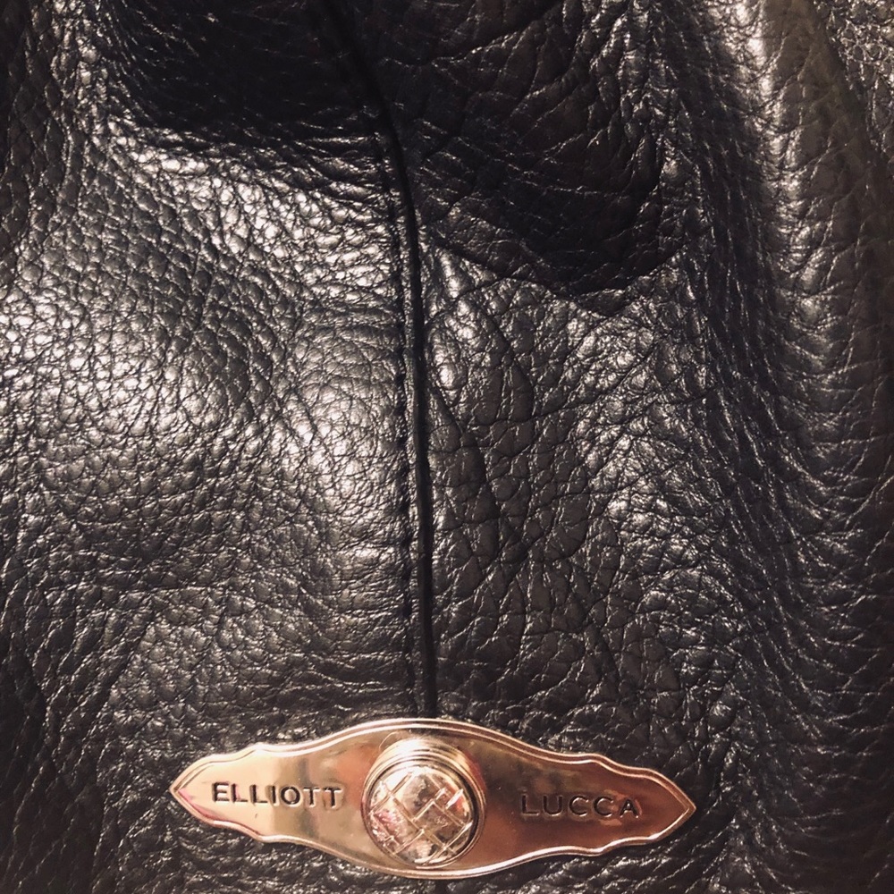 Black leather handbag